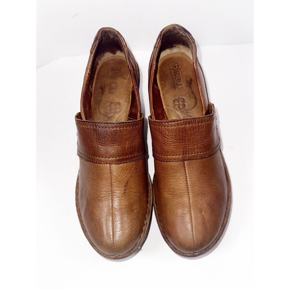 Born Chunky Platform Clogs Block Heels Studded Brown Leather Retro Y2K Western 9 - Picture 5 of 16